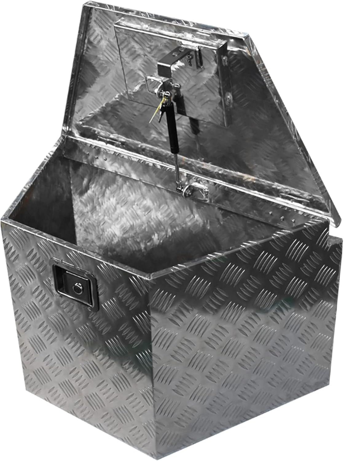Aluminum Trailer Tongue Tool Box Diamond Tread Silver 29 x 15 x 18in R100