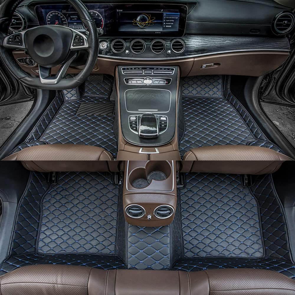 Black-Purple All Weather Non-Slip Leather Car Floor Mats L348654