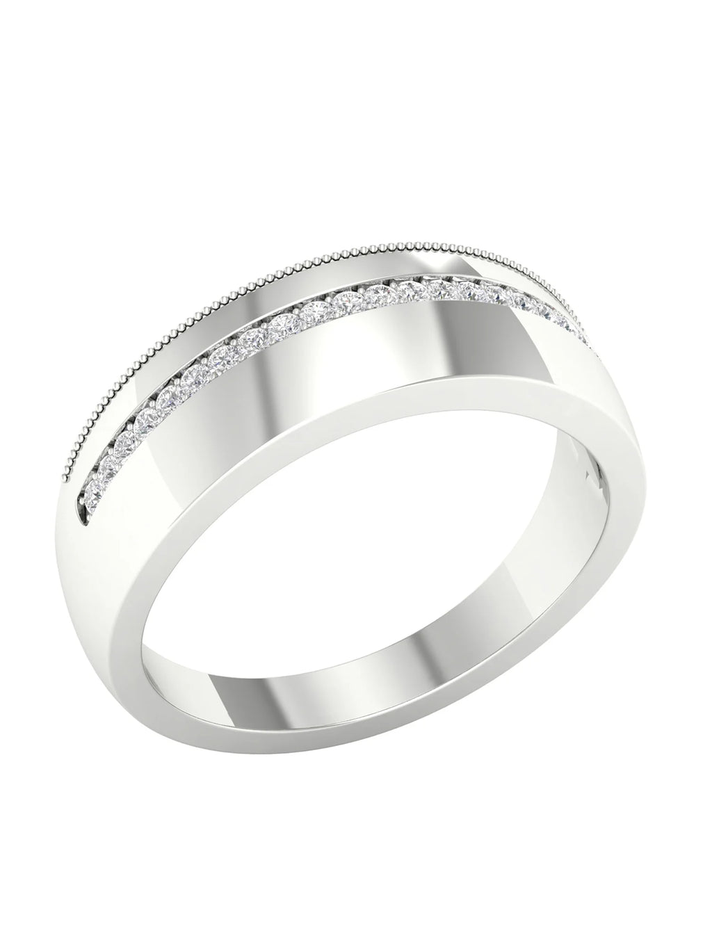10k White Gold Diamond Mens Band W75397