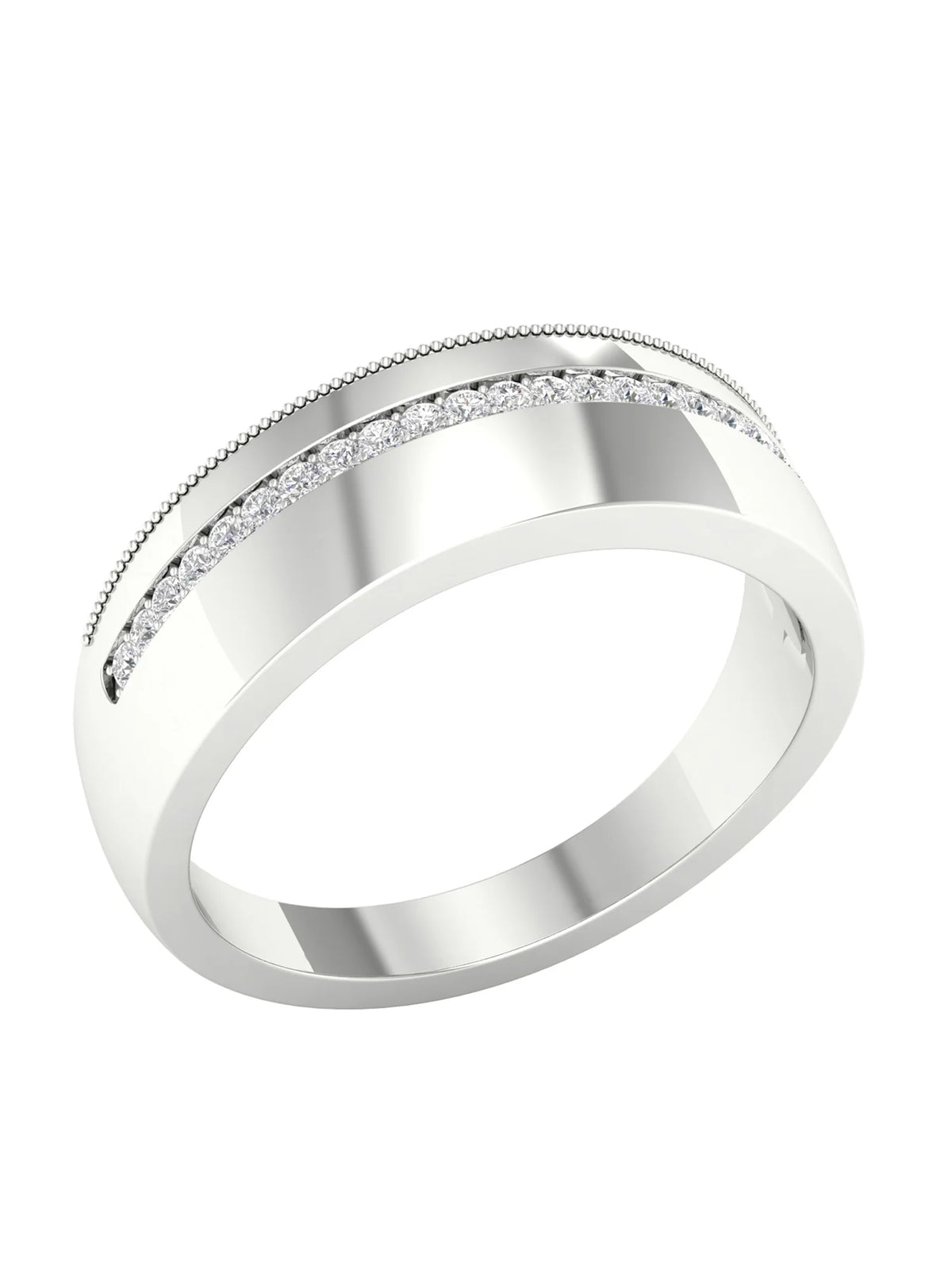 10k White Gold Diamond Mens Band W75397