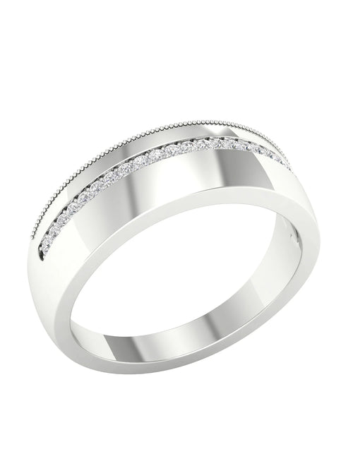 10k White Gold Diamond Mens Band W75397