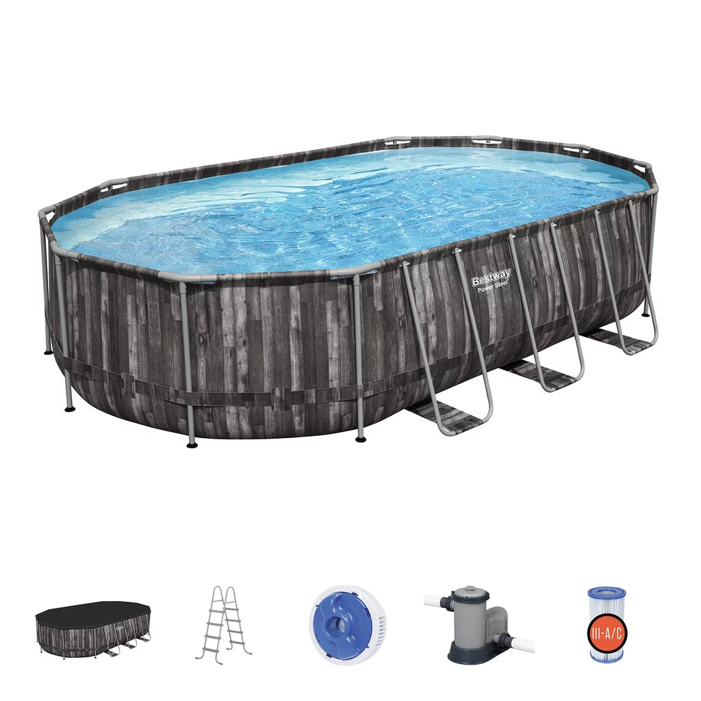 20' x 12' x 48 Oval Above Ground Swimming Pool Set Q34463