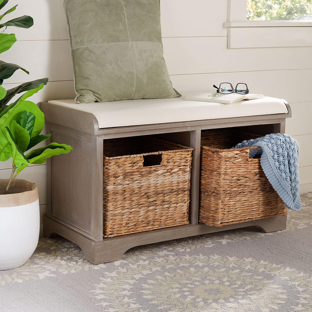 Brown Wicker Storage Bench N69055
