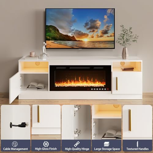 Black 70 Inch Electric Fireplace TV Stand M764058