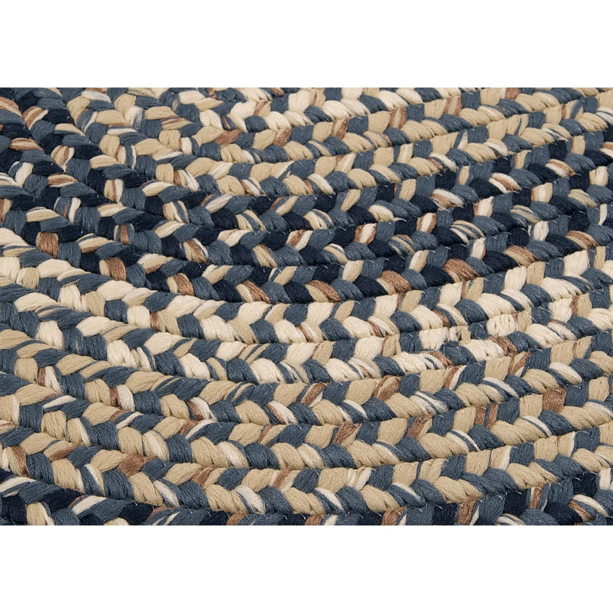 6' x 9' Navy Blue Beige Oval Area Rug D308459