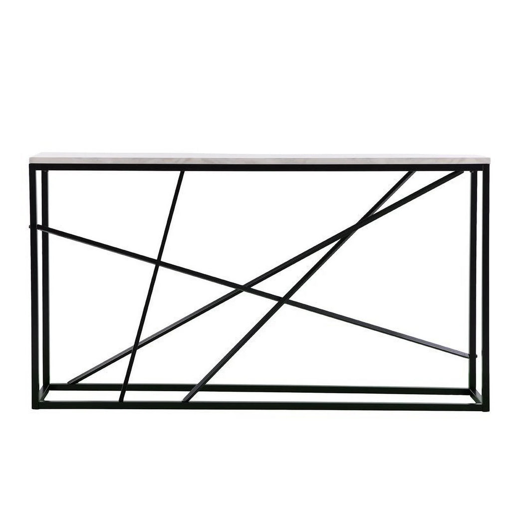 Faux Marble Skinny Console Table in Matte Black E59947