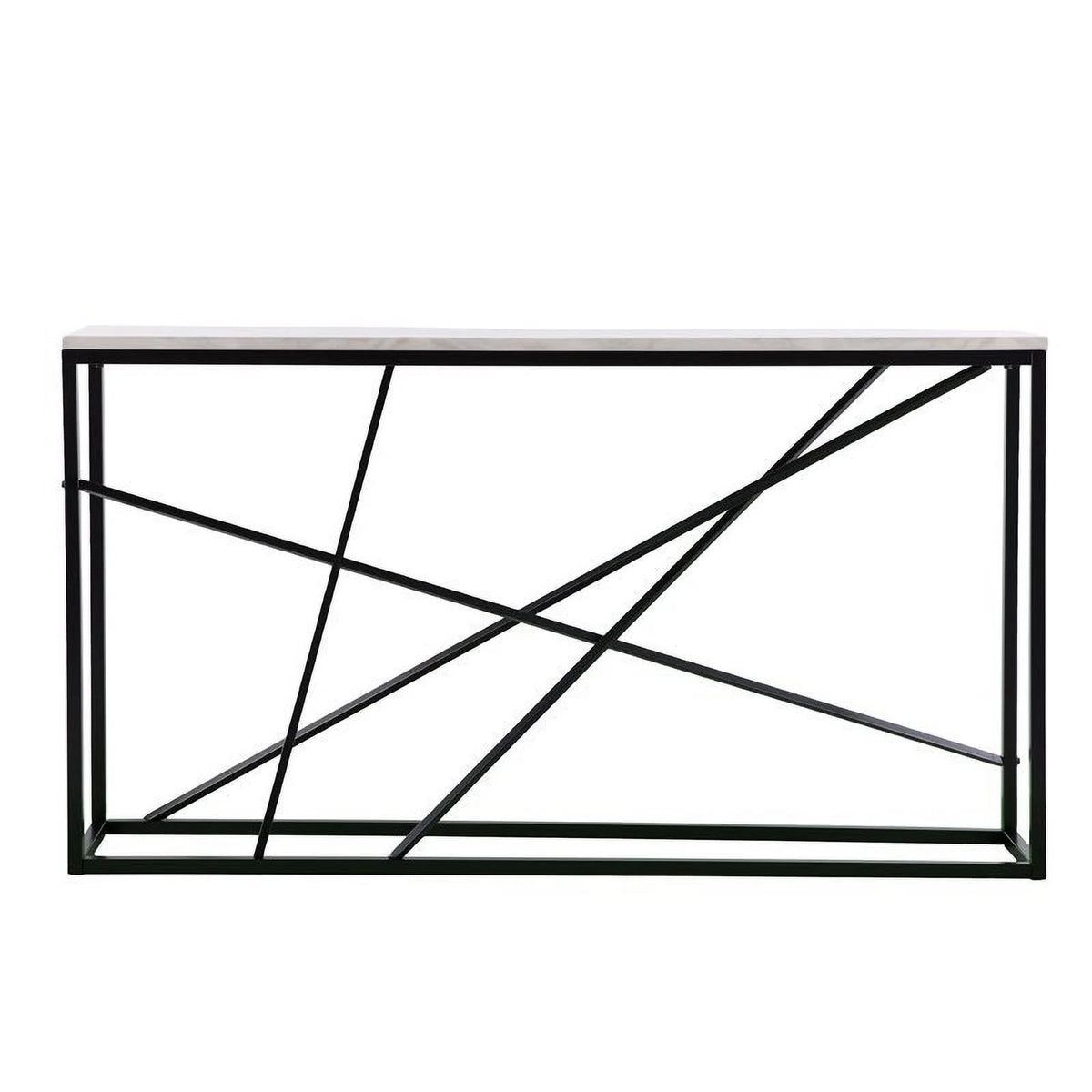 Faux Marble Skinny Console Table in Matte Black E59947