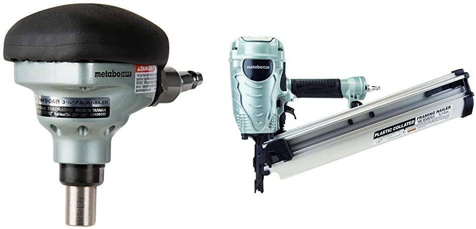 3-1/2" Palm Nailer with 1 gallon Quiet Air Compressor & Air Nailer Hose P3038
