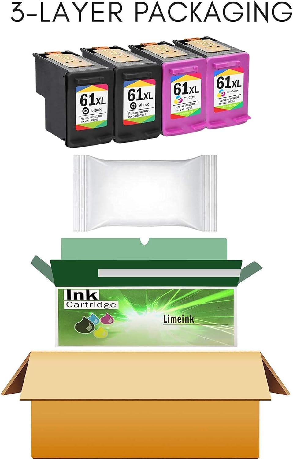 4 Remanufactured Ink Cartridge High Yield (2 Black, 2 Color) M87828