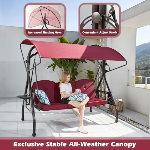 Green Patio Swing with Canopy 3 Seat with Stand B4291