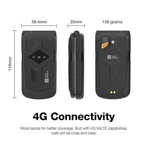 Rugged Basic Flip Phone, 4G Feature Cell Phone, Waterproof & Drop-Proof, SOS Button, Speed Dial, 98dB Speaker, Large Fonts & Big Buttons K509525