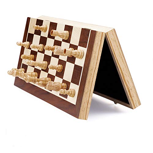 15 Inches Magnetic Wooden Chess Set with Folding Board U8906