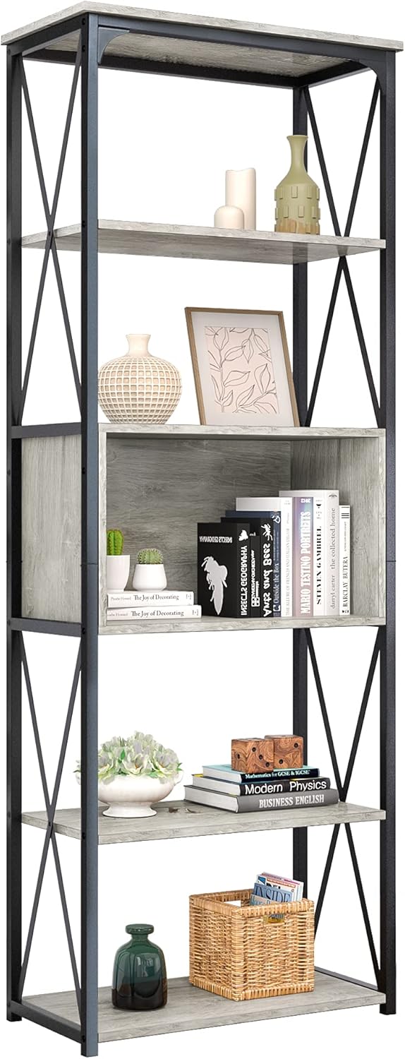 5 Tier Gray Bookshelf B672528