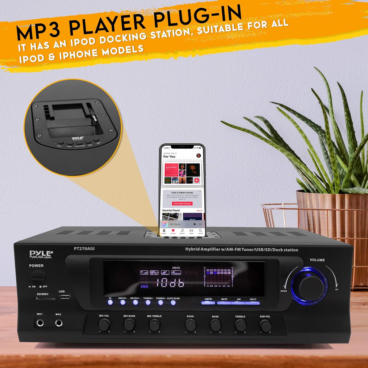 300W Digital Stereo Receiver System with AM/FM Tuner, USB/SD MP3 Player, Subwoofer Control, A/B Speaker, iPod/MP3 Input, Karaoke, Cable & Remote Sensor I623985