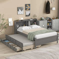 Full Size Solid Wood Platform Bed with Trundle, Drawers, and Bookcase Headboard T8923