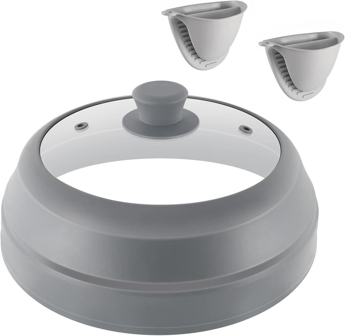 10.5 inch Microwave Plate Cover with Collapsible Silicone and Glass I5052