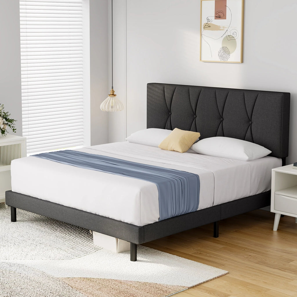 Full Size Platform Bed with Upholstered Headboard C7776