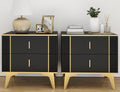 Black Nightstand Set of 2 with 2 Wood Drawers W463306