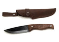 Carbon Steel Fixed-Blade Bushcraft Knife with Walnut Handle and Leather Sheath C927