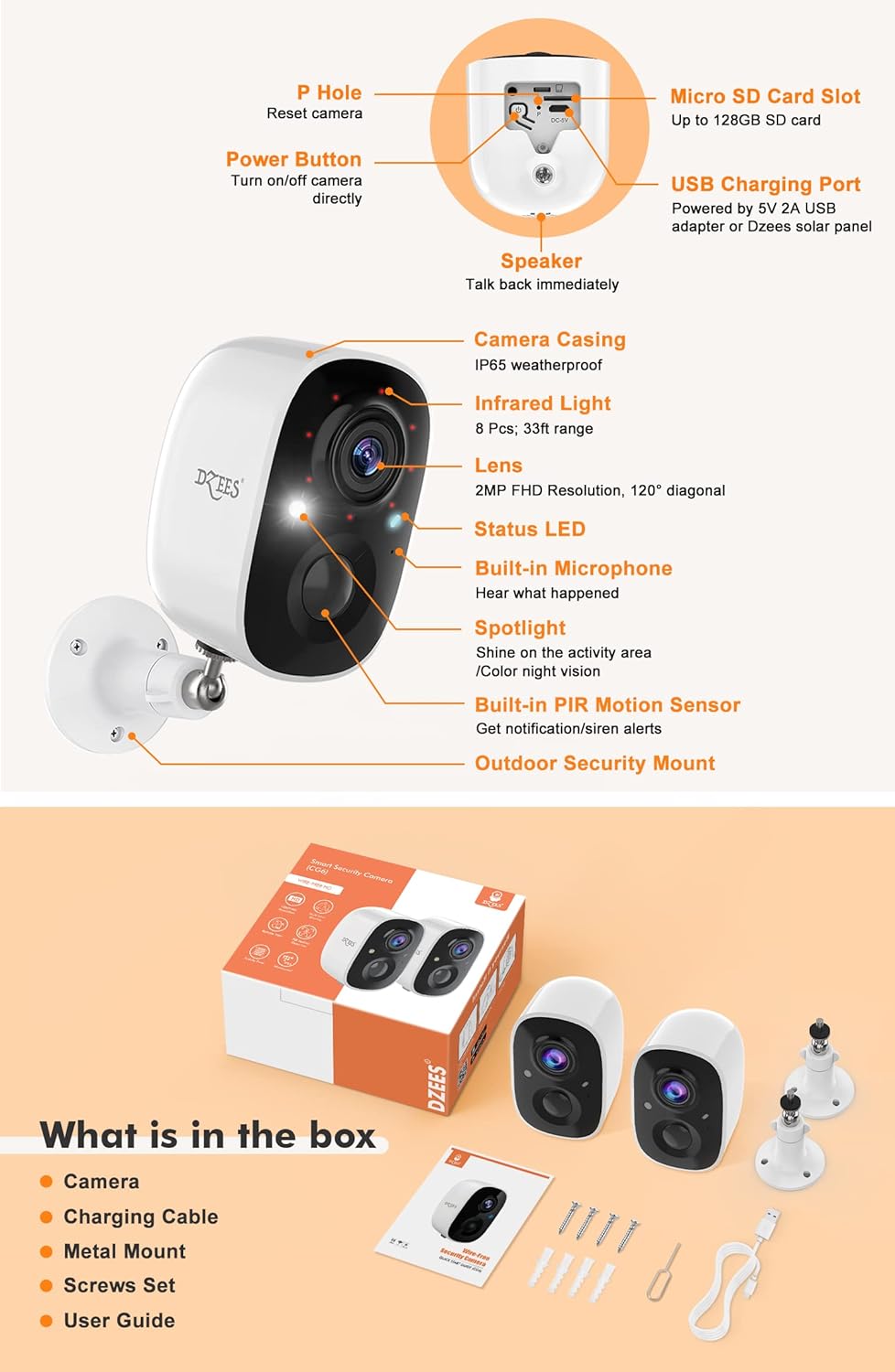 Security Camera Wireless Outdoor 2 pcs F252671