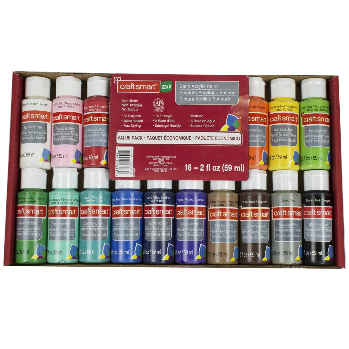 16 Colors 2 oz. Satin Acrylic Paint Value Pack R964715