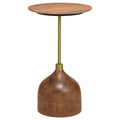Contemporary Round Marble Top Side Table in Peach and Brown F856