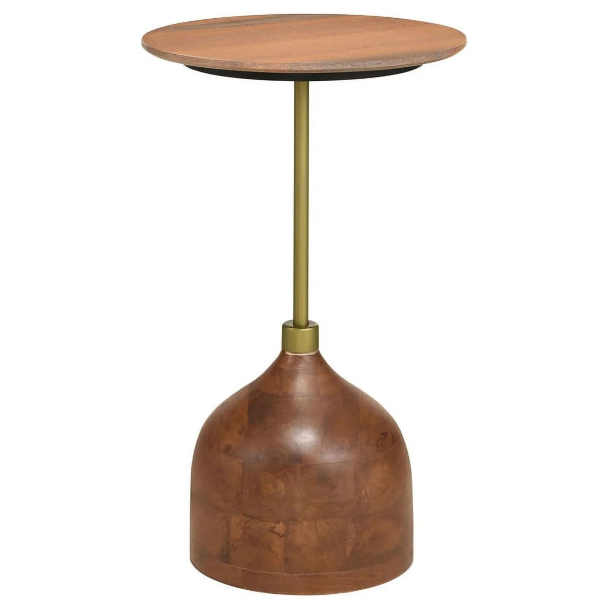 Contemporary Round Marble Top Side Table in Peach and Brown F856