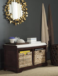 Brown Wicker Storage Bench N69055