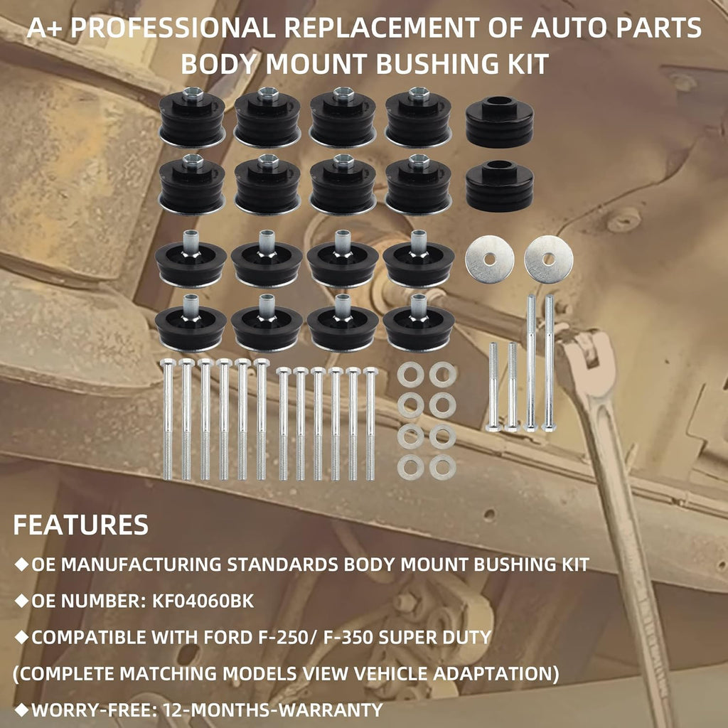 Body Mount Bushing Kit Compatible With 2008-2016 Ford F-250 F-350 2WD 4WD Super Duty H392506