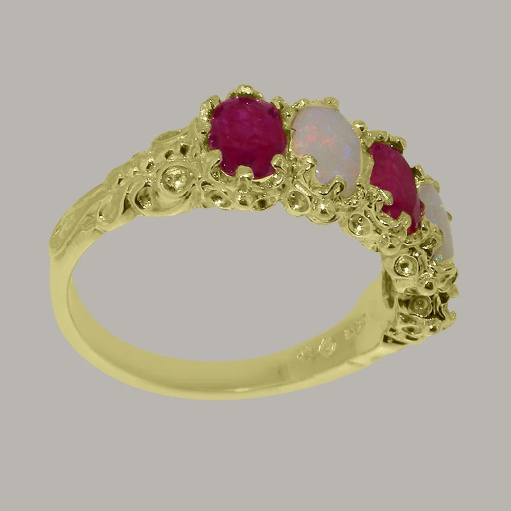 10k Yellow Gold Ruby Opal Eternity Ring G9463