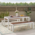 Dark Brown and White 3 Piece Outdoor Wood Picnic Set V5172