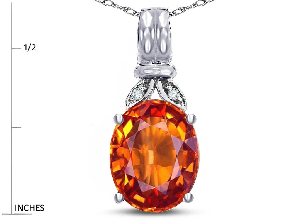 Oval 10x8 Simulated Orange Fire Opal Pendant Necklace X174
