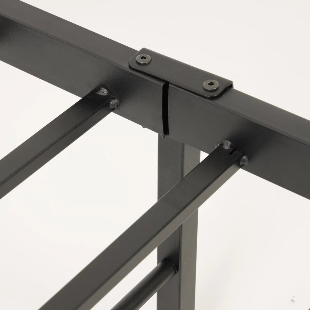 Twin Bed Frame with Black Metal Base and Rustic Barnwood Headboard and Footboard G3942
