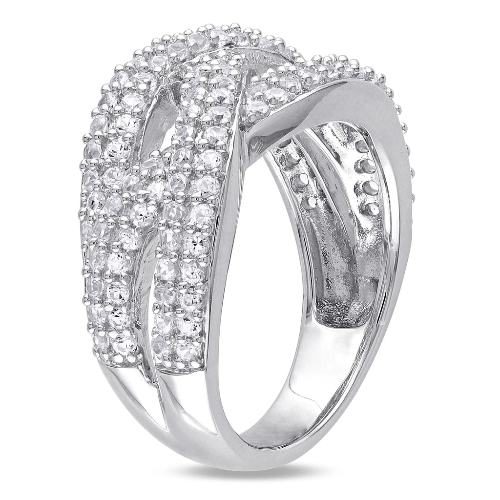 Created White Sapphire Sterling Silver Multi-Row Ring T188