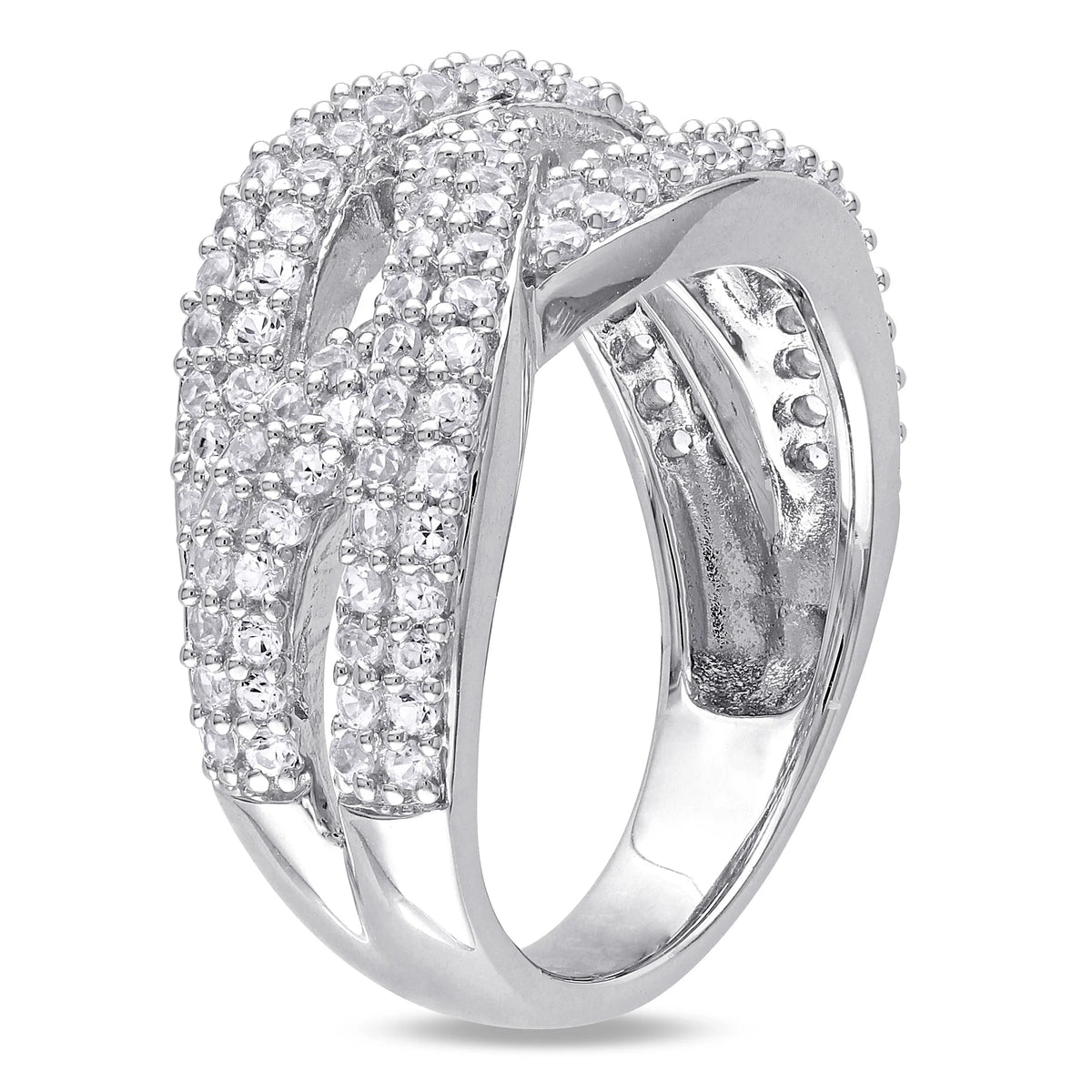 Created White Sapphire Sterling Silver Multi-Row Ring T188