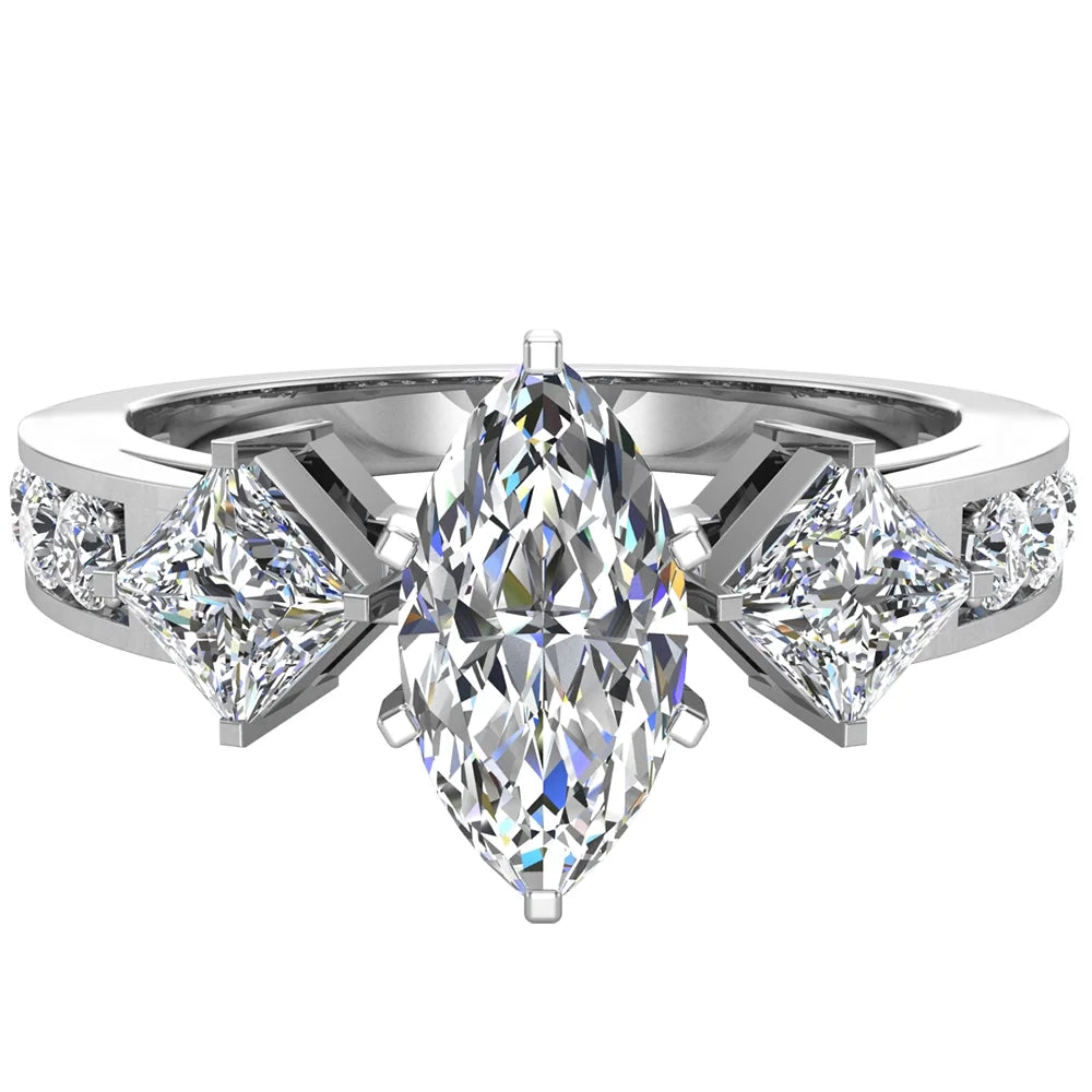 14K White Gold Diamond Engagement Ring B7034