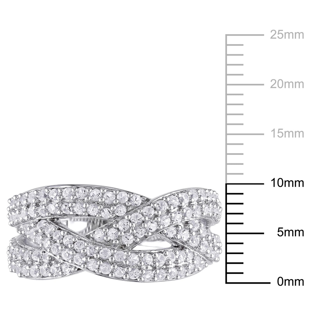 Created White Sapphire Sterling Silver Multi-Row Ring T188