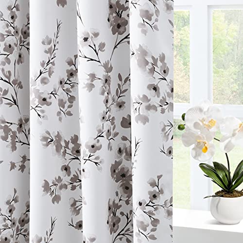 Taupe Floral Blackout Curtains, 52 X 84 Inches, 2 Panels R890