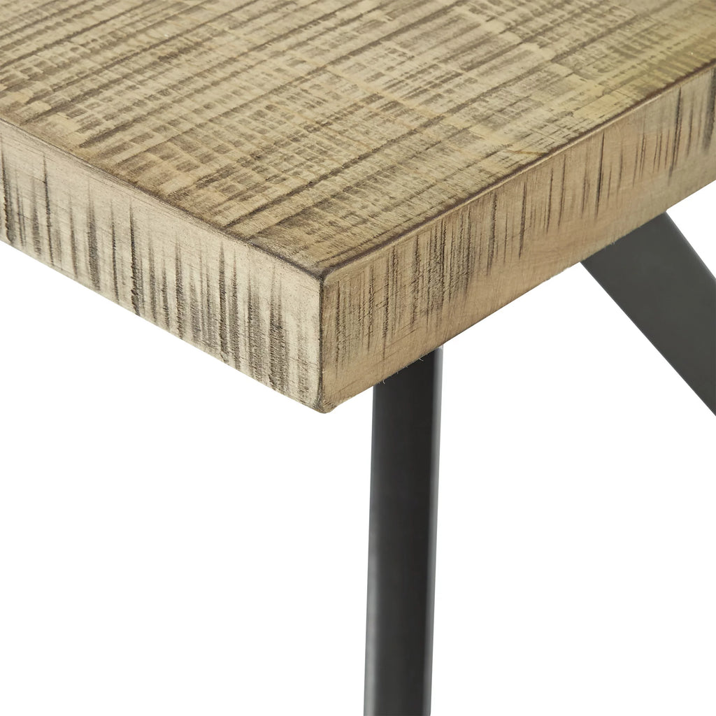 Light Pine and Black Metal Base Dining Table L6530