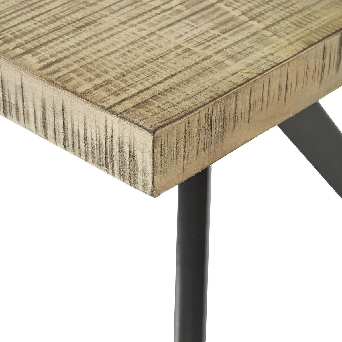 Light Pine and Black Metal Base Dining Table L6530