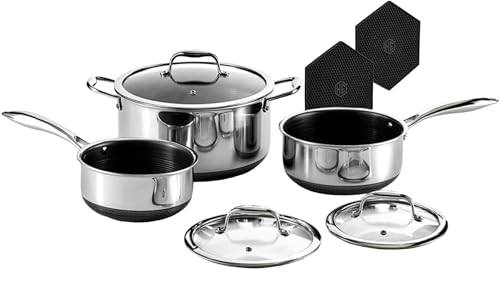 6-Piece Nonstick Pot Set with Tempered Glass Lids W460748