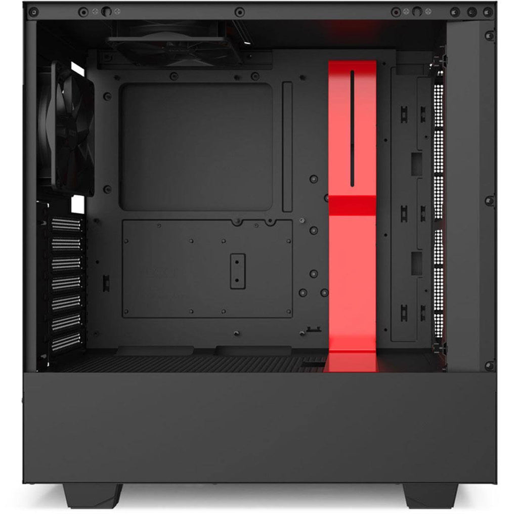 Matte Black/Red Compact Mid-Tower Case with Tempered Glass A51320