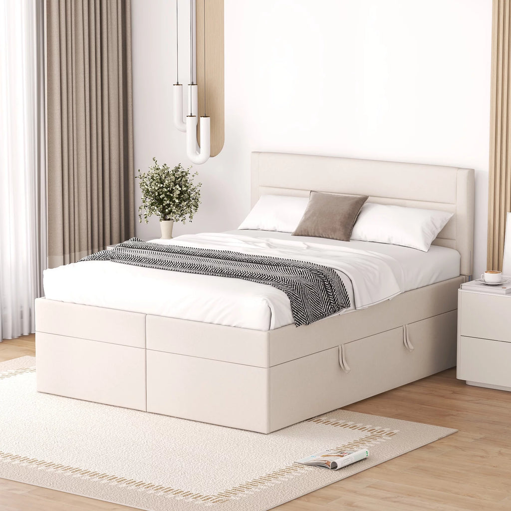 Full Size Lift-up Upholstery Platform Bed with Storage H9258