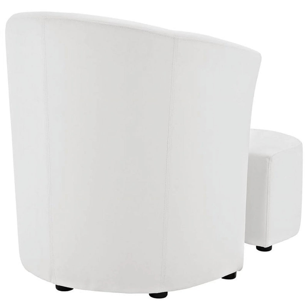 White Faux Leather Accent Chair with Ottoman F64279