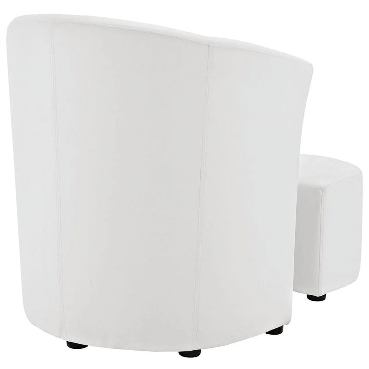 White Faux Leather Accent Chair with Ottoman F64279