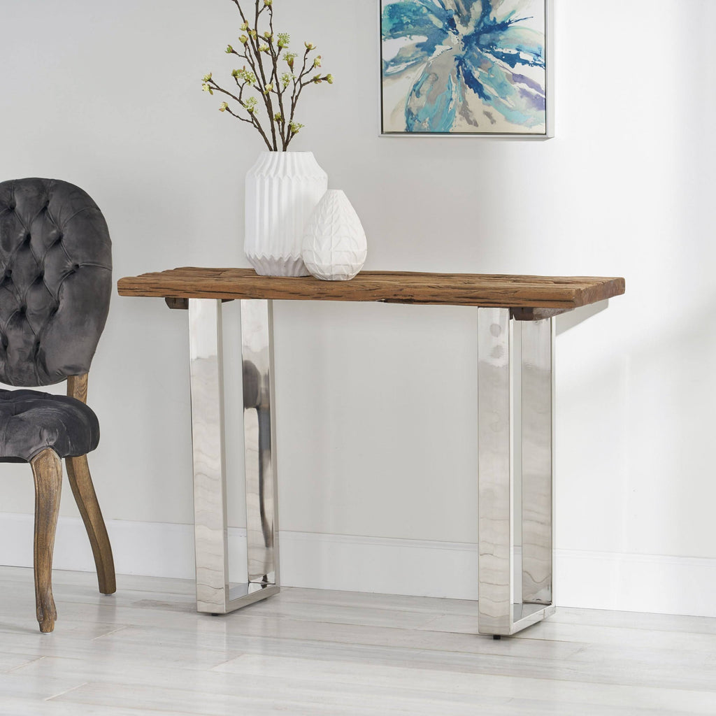 Natural Wood and Iron Console Table T8121