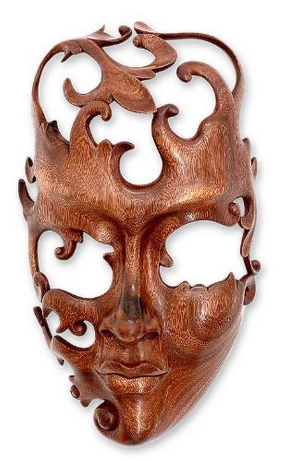 Large Beige Suar Wood Mask J373