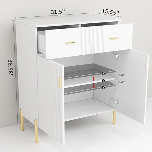 2 Door Sideboard with 2 Drawers and Shelves White N88111