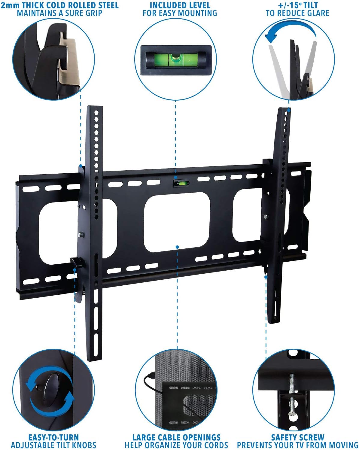 Tilt TV Wall Mount Bracket for Flat Screens, 32” – 65”, Black A179224
