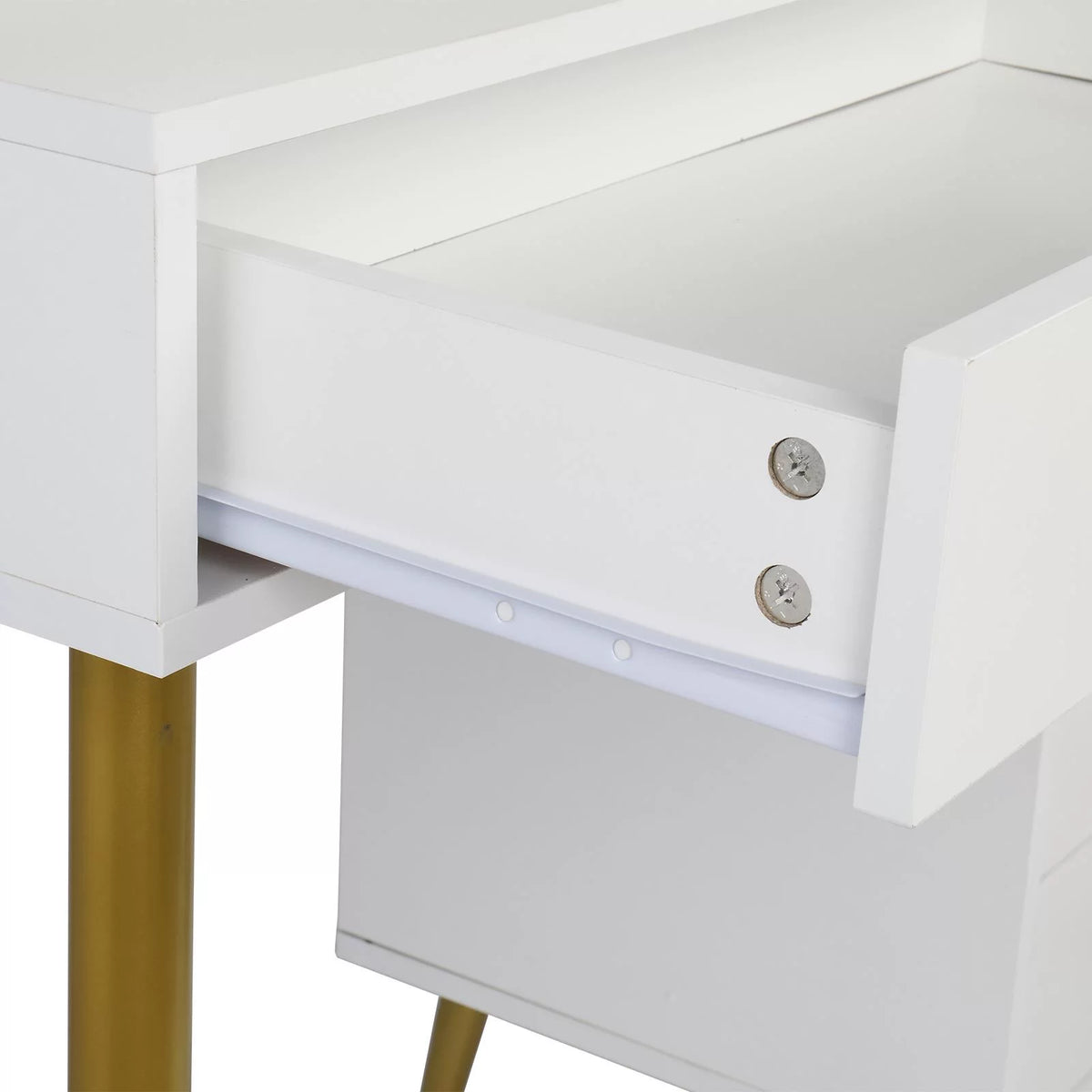 White Vanity Table Set with Lighted Mirror and 4 Drawers S165357